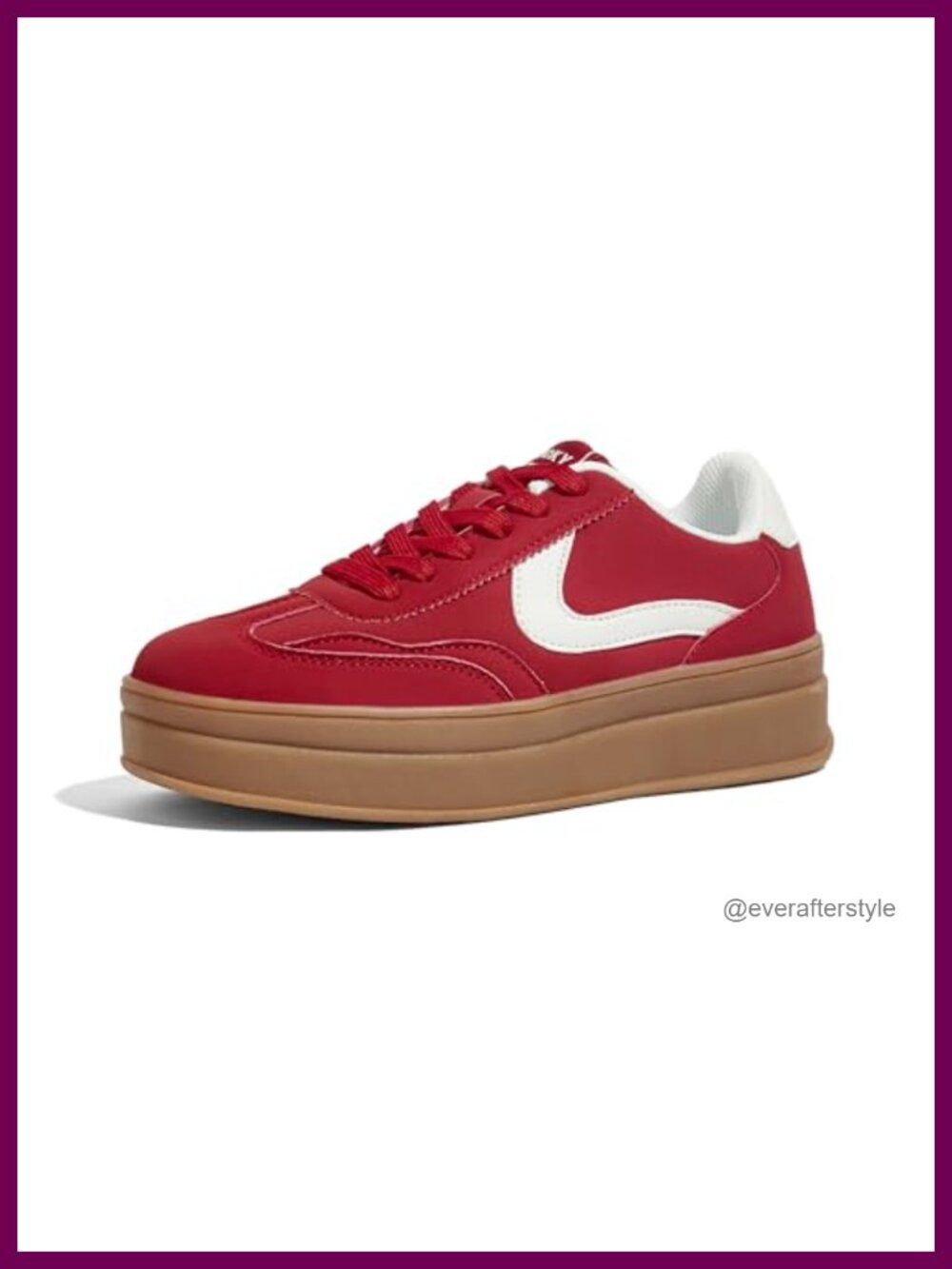 Women's Platform Fashion Sneakers Faux PU Leather Suede Lace-Up Retro